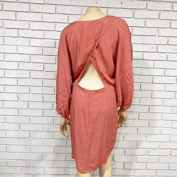 Anthropologie Women’s Puff-Sleeve Wrap Mini Dress in Pink - Picture 5 of 12